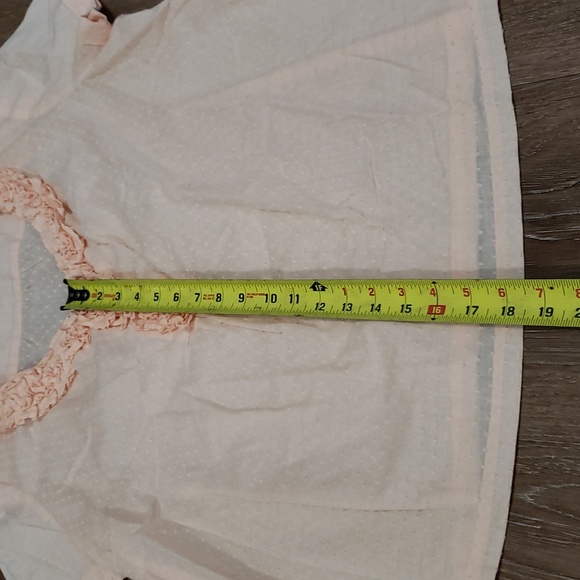 (16) Talbots 100% Cotton Slightly Sheer Textured Ruffle Collar V Neck Pastel - Picture 5 of 8